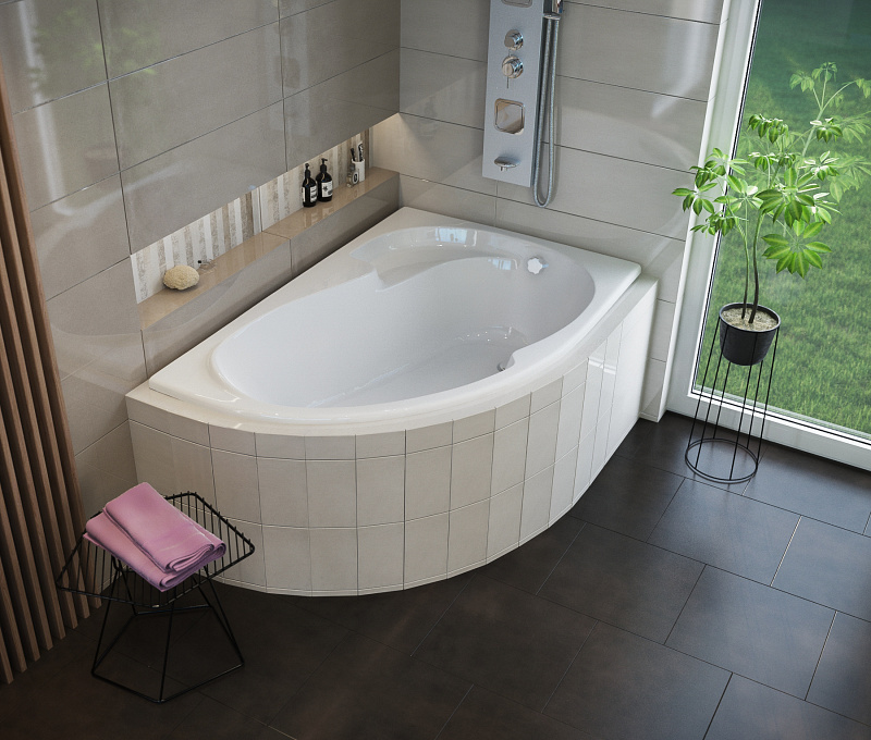 Akril aszimmetrikus fürdőkád 150x100x42 Jobbos